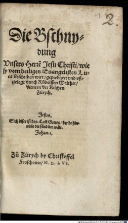 Die Beschneydung unsers H. Jesu Christi ... : Predig