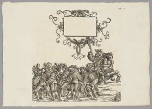 Trophäen der Kriege in Frankreich und den Niederlanden, Blatt 101 aus: Marx Treitzsaurwein, "Kaiser Maximilian I Triumph – le triomphe de l’Empereur Maximilien I en une suite de Cent trent cinq planches gravées en bois d’après les dessins de Hans Burgmair", Wien 1796