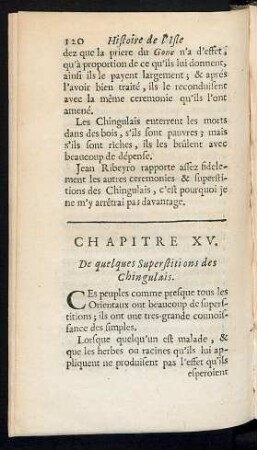 Chapitre XV. De quelques superstitions des Chingulais
