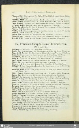 IX. Fränkisch-Oberpfälzischer Bezirksverein.