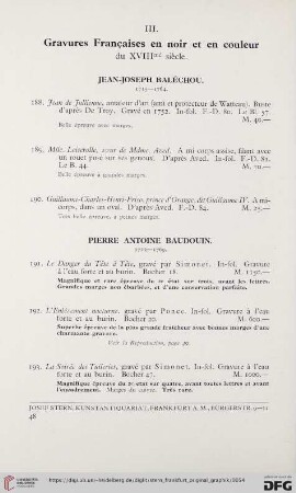 III. Gravures francaises en noir et en couleur (Nr. 188-239)