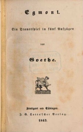 Egmont : Ein Trauerspiel in fünf Aufzügen