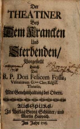 Der Theatiner Bey Dem Krancken Und Sterbenden