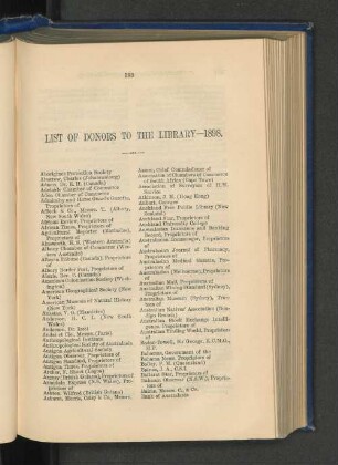 List of Donors to the Library, 1898.