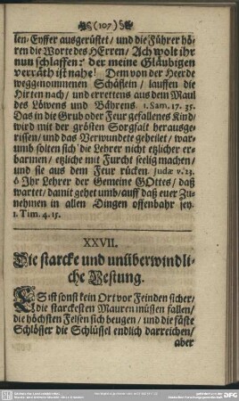 XXVII. Die starcke und unüberwindliche Vestung