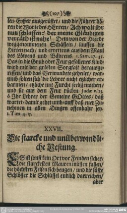 XXVII. Die starcke und unüberwindliche Vestung