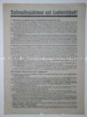 Propagandaflugblatt der NSDAP mit Ausrichtung auf die Bauern