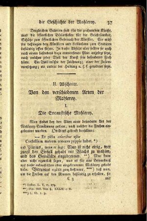 II. Abschnitt. Von den verschiedenen Arten der Mahlerey.