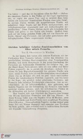 Abziehen beliebiger Gelatine-Emulsionsschichten vom Glase mittels Formalin
