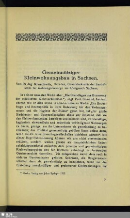 Gemeinnütziger Kleinwohnungsbau in Sachsen