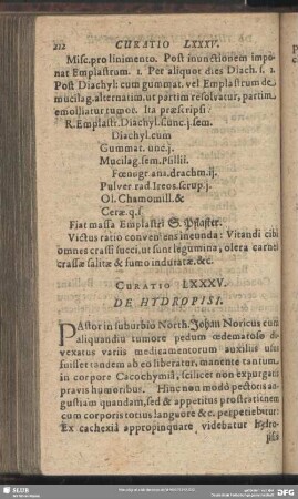 Curatio LXXXV. [Curatio LXXXVIII.] De Hydropisi