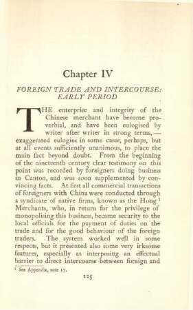 Chapter IV. Foreign trade and intercourse: early period