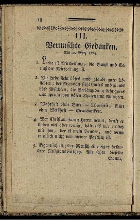 III. Vermischte Gedanken