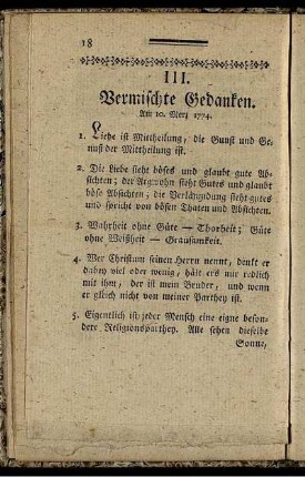 III. Vermischte Gedanken
