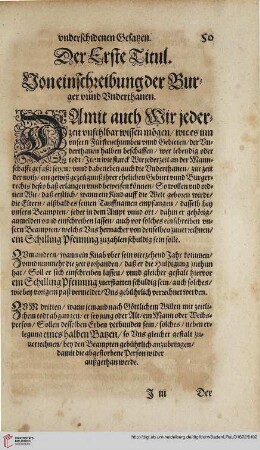Theyl 4 Titul 1. Von Einschreibung der Bürger und Underthanen
