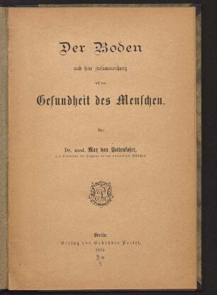 Der Boden und sein Zusammenhang mit der Gesundheit des Menschen