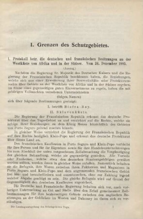 I. Grenzen des Schutzgebietes