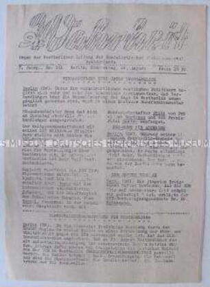 Hektografiertes Mitteilungsblatt der SED Westberlin (SEW) zur Lage in der Stadt nach dem "Mauerbau"