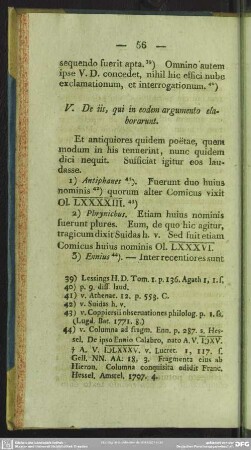 V. De iis, qui in eodem argumento elaborarunt