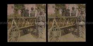 Russischer Gefangener auf einem Pferdewagen