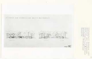 Friedhof und Krematorium, Berlin-Mariendorf (Diplomarbeit bei Willy Kreuer): Schnitte 1:200