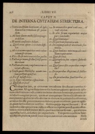 Caput II. De Interna Civitatum Structura.