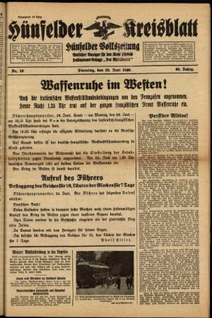 Ausgabe vom Dienstag, den 25. Juni 1940.