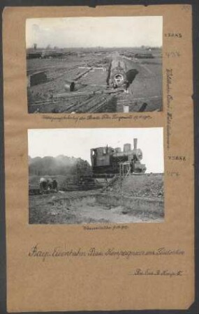 In und bei Targovistea: Bau der Waldbahn Carici - Judamare zum Sägewerk Nucet bei Targovistea: Wasserstation der Waldbahn Nucet