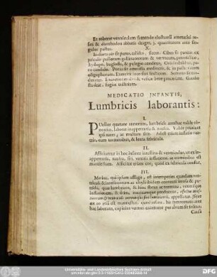 Medicatio Infantis, Lumbricis laborantis: