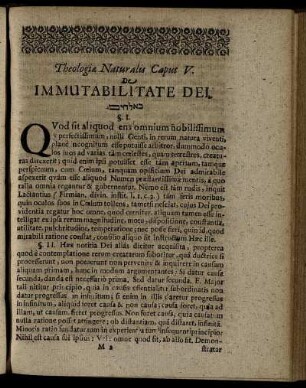 Caput V. De Immutabilitate Dei.