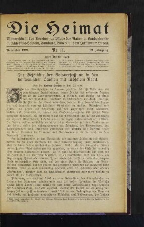 November 1919. Nr. 11. 29. Jahrgang.