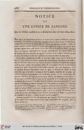 Notice sur une espèce de sangsue