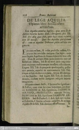 De Lege Aquilia : Ulpianus libro decimo octavo ad Edictum