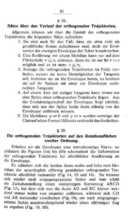 § 34. Sätze über den Verlauf der orthogonalen Trajektorien.