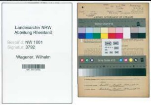 Entnazifizierung Wilhelm Wagener, geb. 06.11.1886 (Industriemeister)