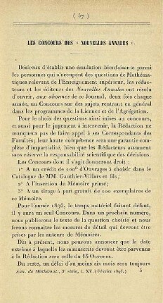 Les concours des "Nouvelles Annales".