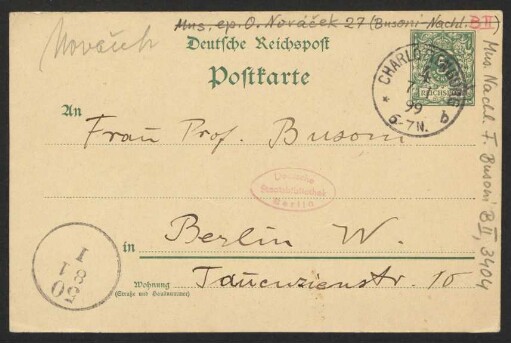 Postkarte an Gerda Busoni, 07.01.1899