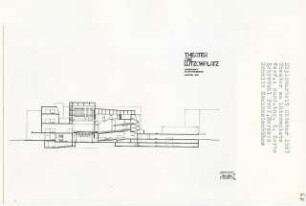 Theater am Lützowplatz, Berlin-Tiergarten (Diplomarbeit bei Bernhard Hermkes): Guckkastenbühne, Schnitt 1:200