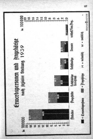 Erwerbspersonen und Angehörige nach sozialer Stellung 1939