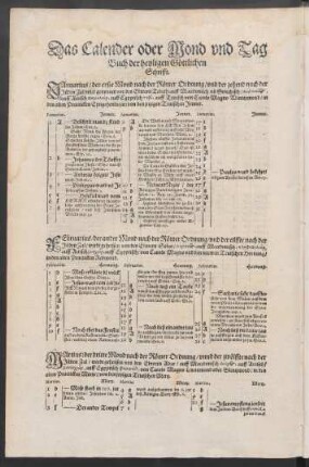 Das Calender oder Mond und Tag Buch der heyligen Göttlichen Schrifft.