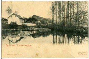 Schmiedewalde. Blick über den Teich zum Dorf