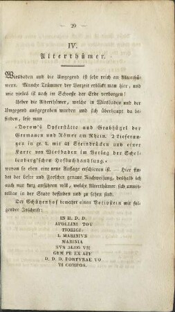 IV. Alterthümer.