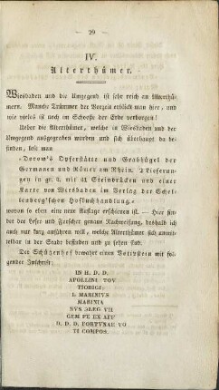 IV. Alterthümer.