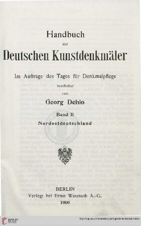 Band 2: Handbuch der deutschen Kunstdenkmäler: Nordostdeutschland