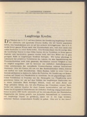 III. Langfristige Kredite
