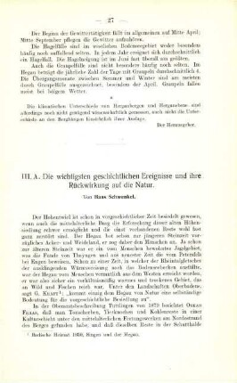 Die wichtigsten geschichtlichen Ereignisse und ihre Rückwirkung auf die Natur