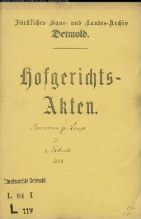 Lemgo, Provisoren der Siechen zu gegen Marie von Friesenhausen geb. von Exterde - Rückständige Rente