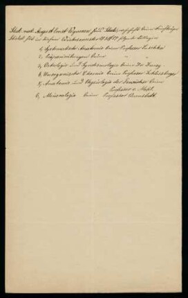 Belegliste: Vorlesungen im Wintersemester 1858/1859