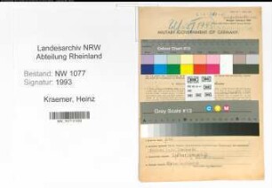 Entnazifizierung Heinz Kraemer , geb. 18.02.1916 (Polizist)