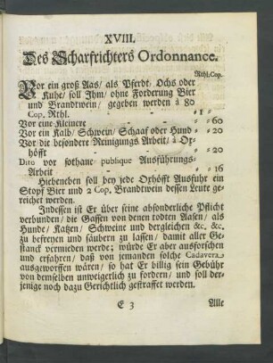 XVIII. Des Scharfrichters Ordonnance